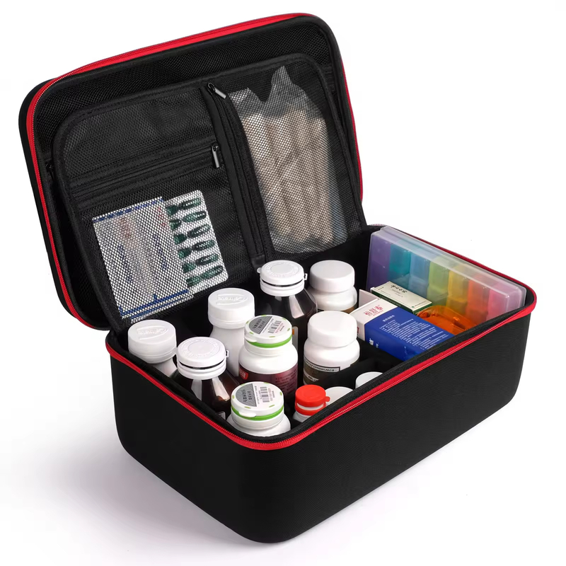 ODM Custom Logo Big Capacity Hard Shell First Aid Case Pill Bottle Organizer Storage Empty Organizer Box for Home Office School